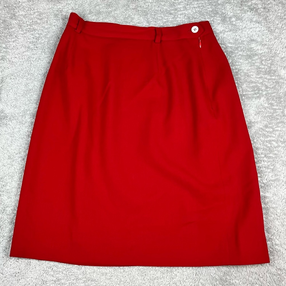 Ralph Lauren Vintage Solid Red Wool High Waisted Skirt Women's‎ Size 6